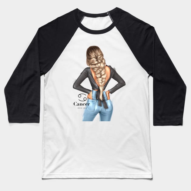 Cancer Girl Baseball T-Shirt by AllessyArt 